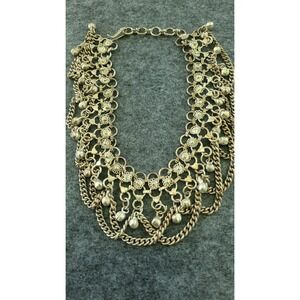 Heavy Silver Tone Ghungroo Bell Draped Chain Indian Payal 12in 70g Necklace